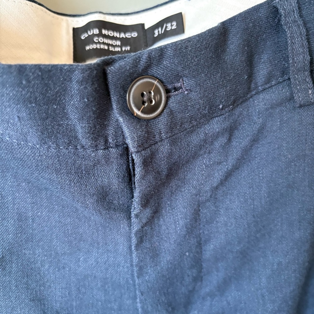 Club Monaco Connor Modern Slim Fit Linen Blend Pants Navy Blue Sz 31/32 - 1713 - Picture 4 of 9